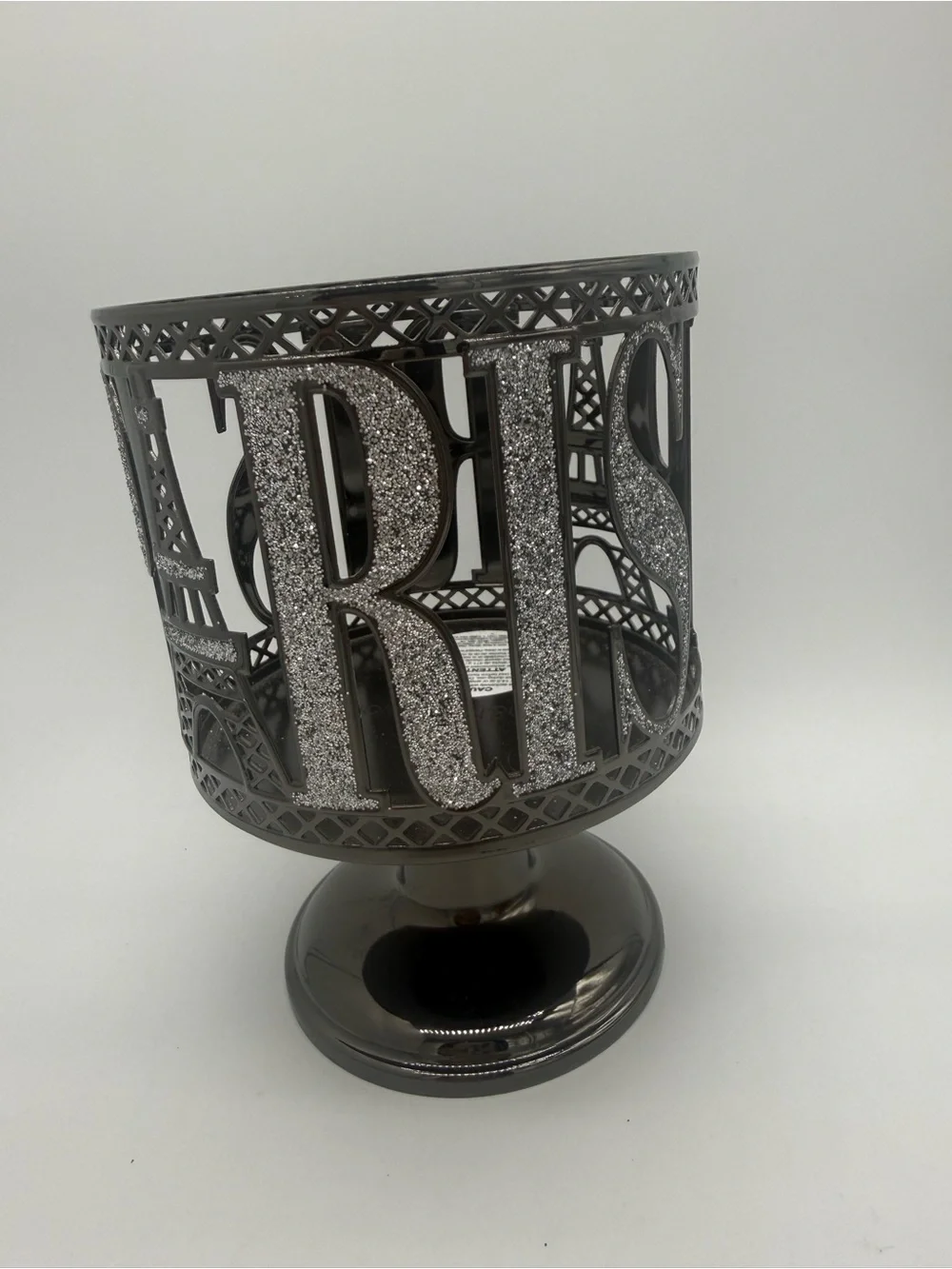 Bath And Body Works Glitter Paris Pedestal 3-Wick Candle Holder Sleeve Metal New - Picture 7 of 7
